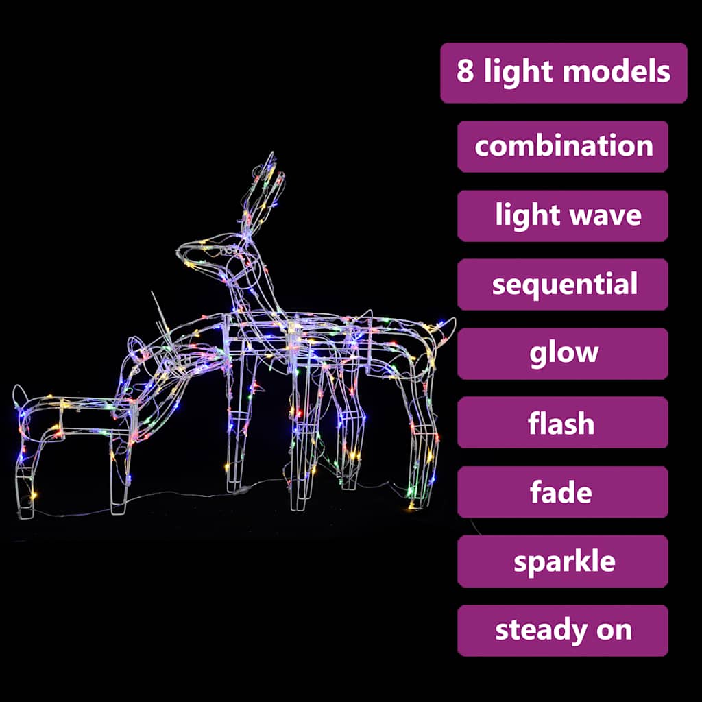 vidaXL 3 Piece Christmas Light Display Reindeers 229 LEDs - multicolour