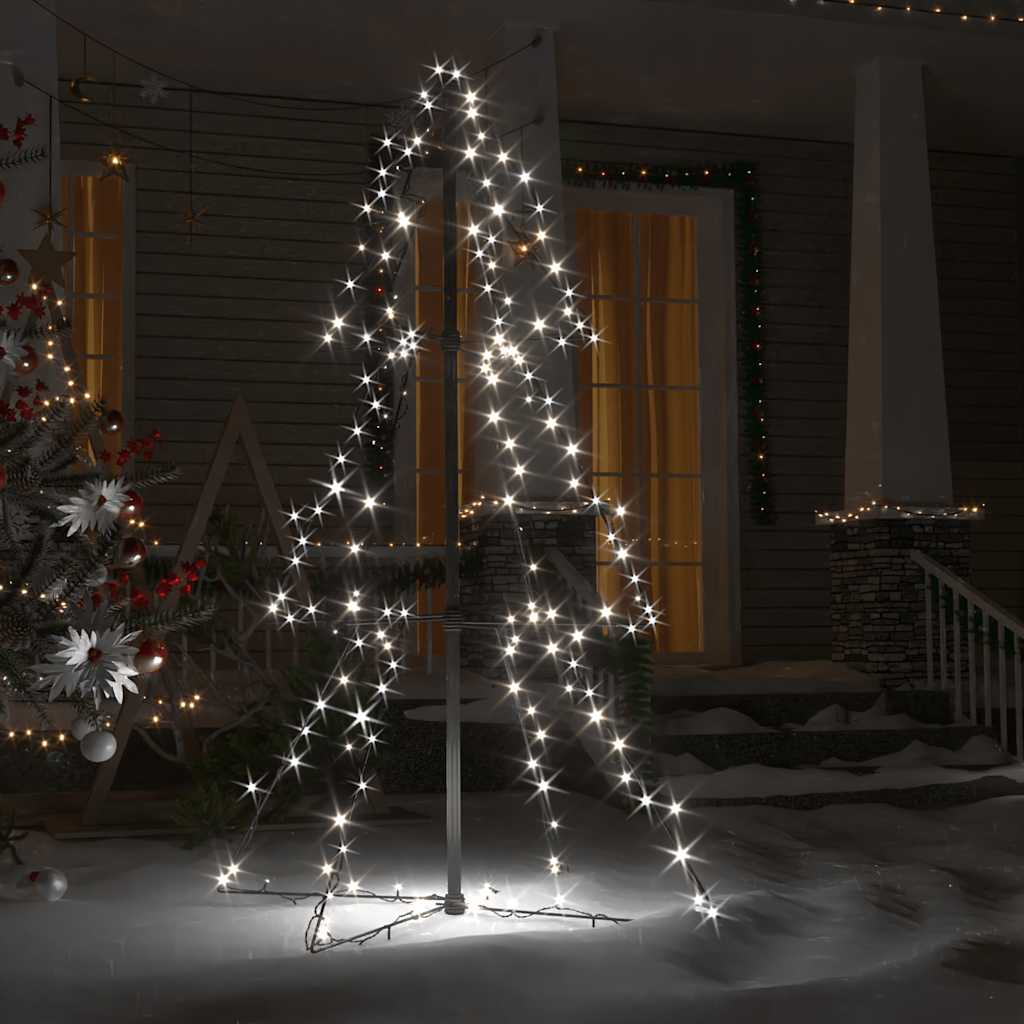 vidaXL Christmas Cone Tree 160 LEDs Indoor and Outdoor 78x120 cm - White - 120 x 78 cm