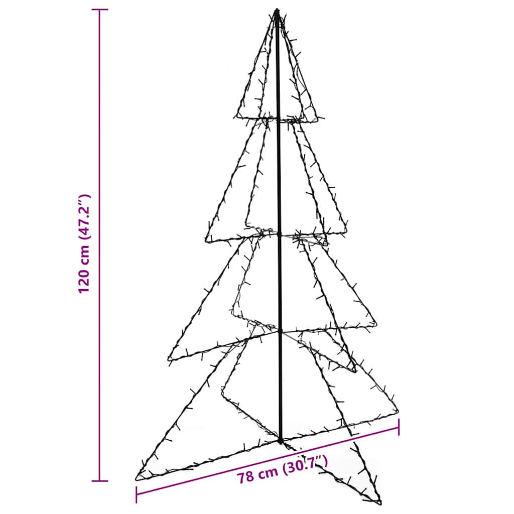 vidaXL Christmas Cone Tree 160 LEDs Indoor and Outdoor 78x120 cm - White - 120 x 78 cm