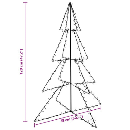 vidaXL Christmas Cone Tree 160 LEDs Indoor and Outdoor 78x120 cm - White - 120 x 78 cm