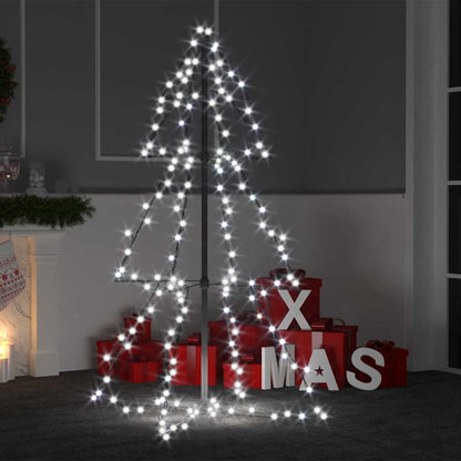 vidaXL Christmas Cone Tree 160 LEDs Indoor and Outdoor 78x120 cm - White - 120 x 78 cm