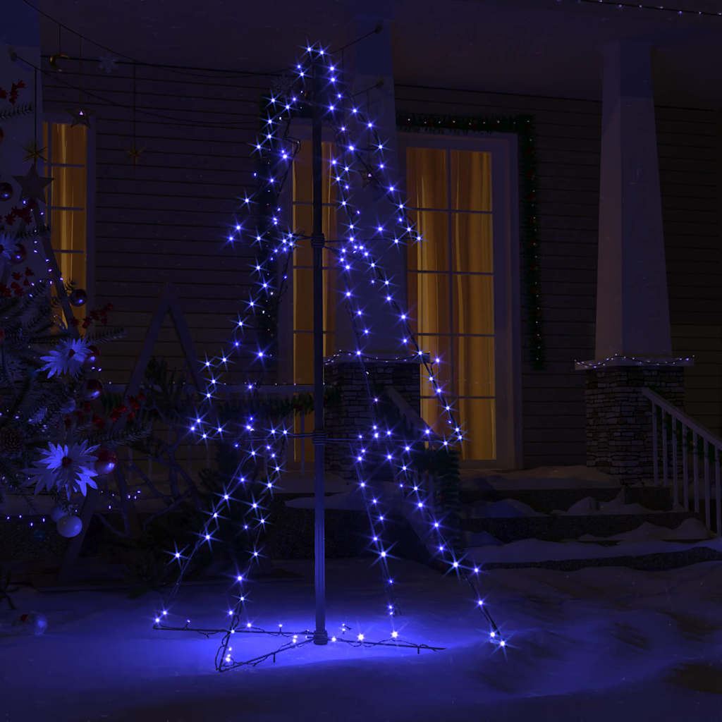 vidaXL Christmas Cone Tree 160 LEDs Indoor and Outdoor 78x120 cm - Blue - 120 x 78 cm