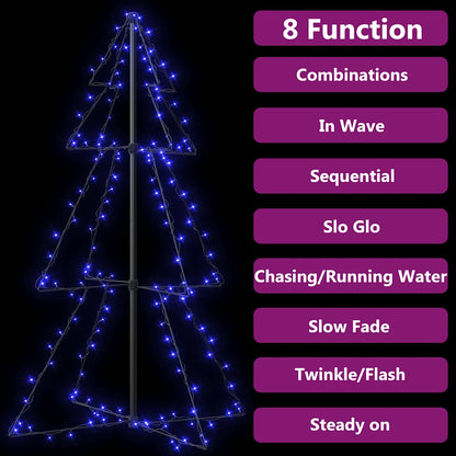 vidaXL Christmas Cone Tree 160 LEDs Indoor and Outdoor 78x120 cm - Blue - 120 x 78 cm