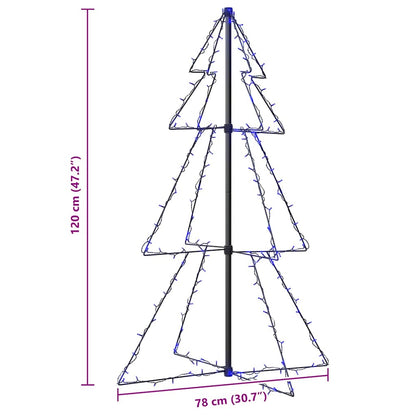 vidaXL Christmas Cone Tree 160 LEDs Indoor and Outdoor 78x120 cm - Blue - 120 x 78 cm