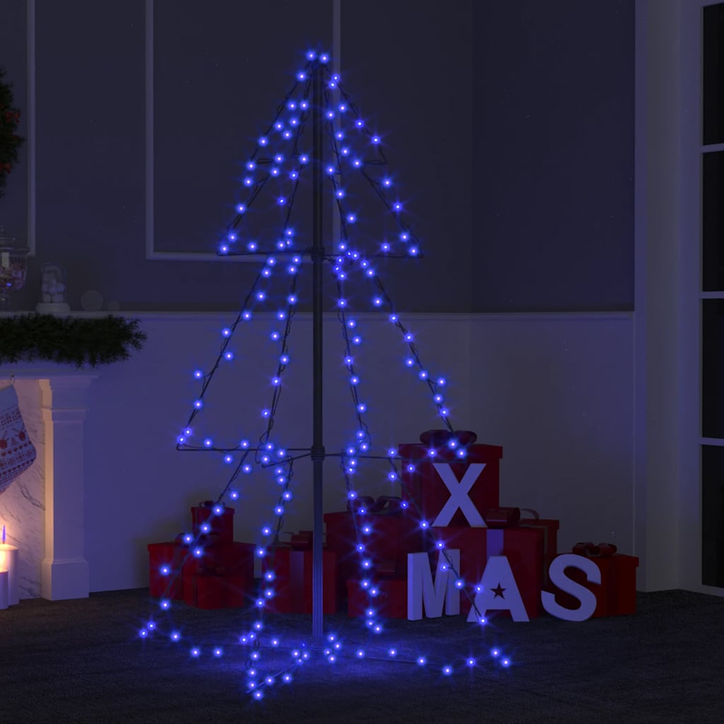 vidaXL Christmas Cone Tree 160 LEDs Indoor and Outdoor 78x120 cm - Blue - 120 x 78 cm