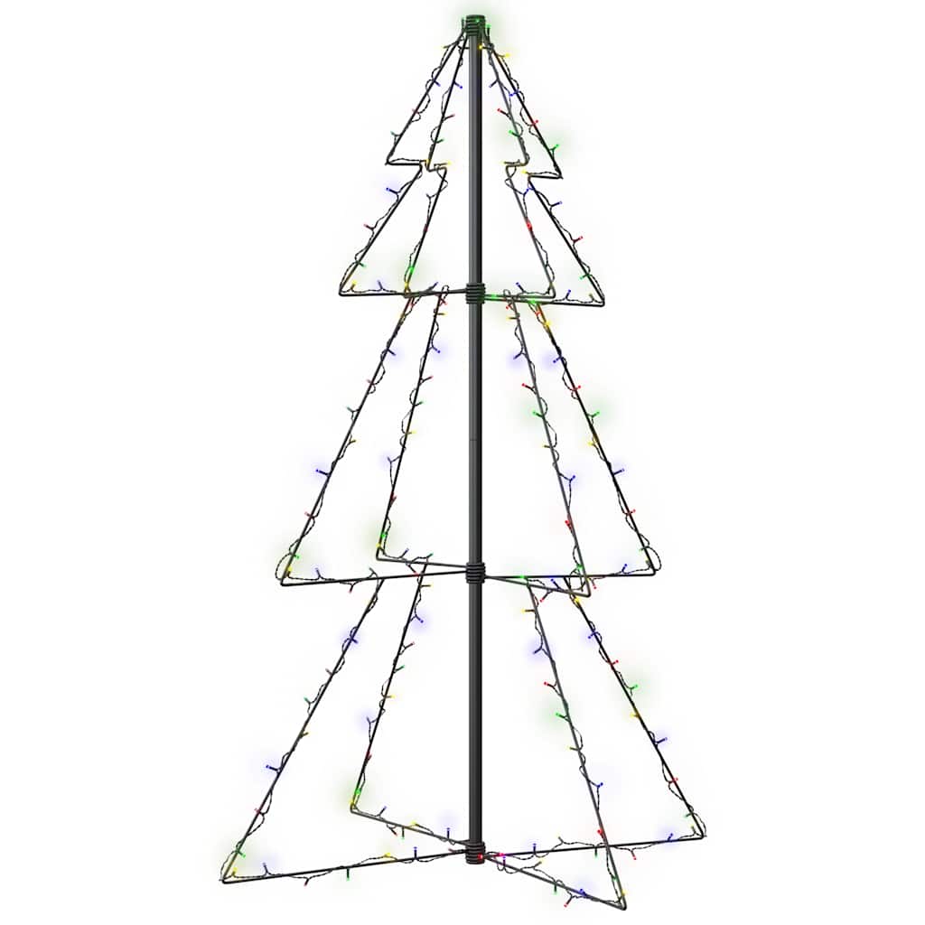 vidaXL Christmas Cone Tree 160 LEDs Indoor and Outdoor 78x120 cm - Multicolour - 120 x 78 cm