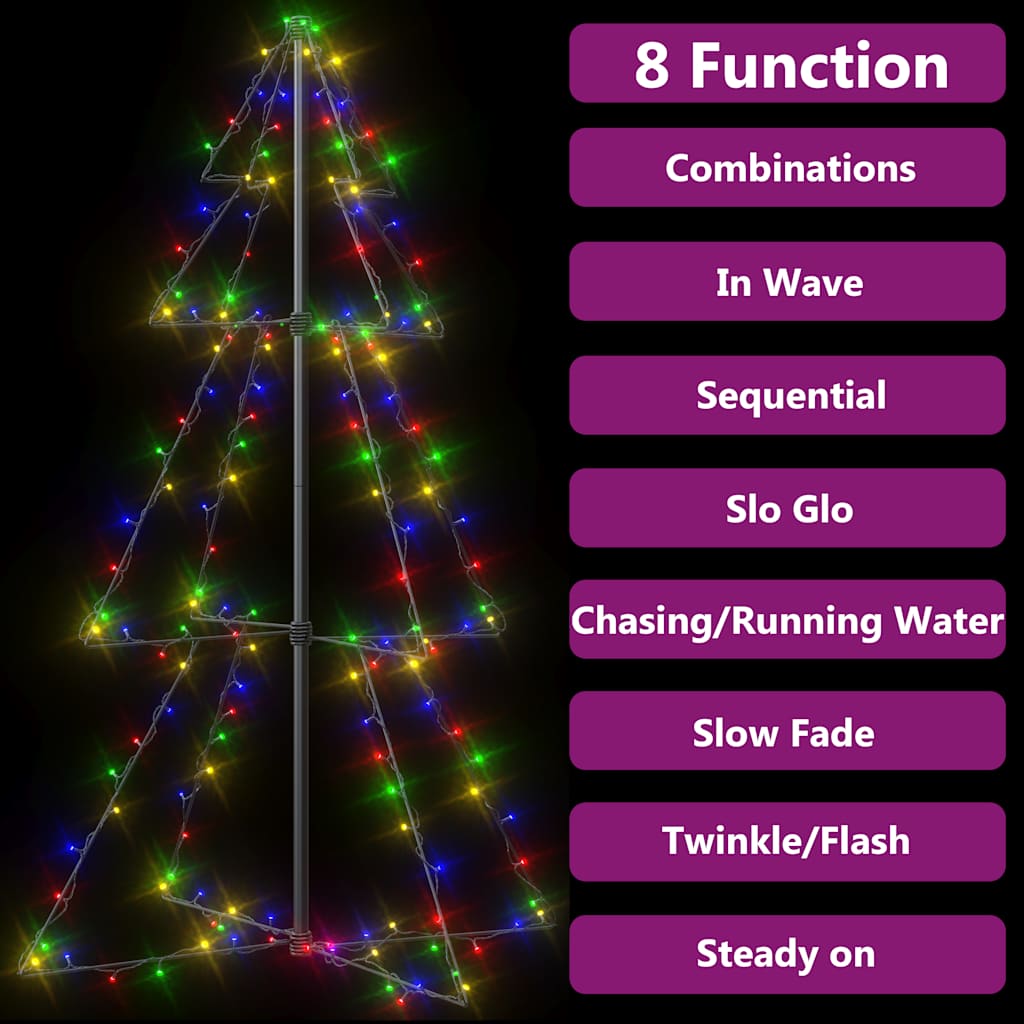 vidaXL Christmas Cone Tree 160 LEDs Indoor and Outdoor 78x120 cm - Multicolour - 120 x 78 cm