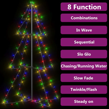 vidaXL Christmas Cone Tree 160 LEDs Indoor and Outdoor 78x120 cm - Multicolour - 120 x 78 cm