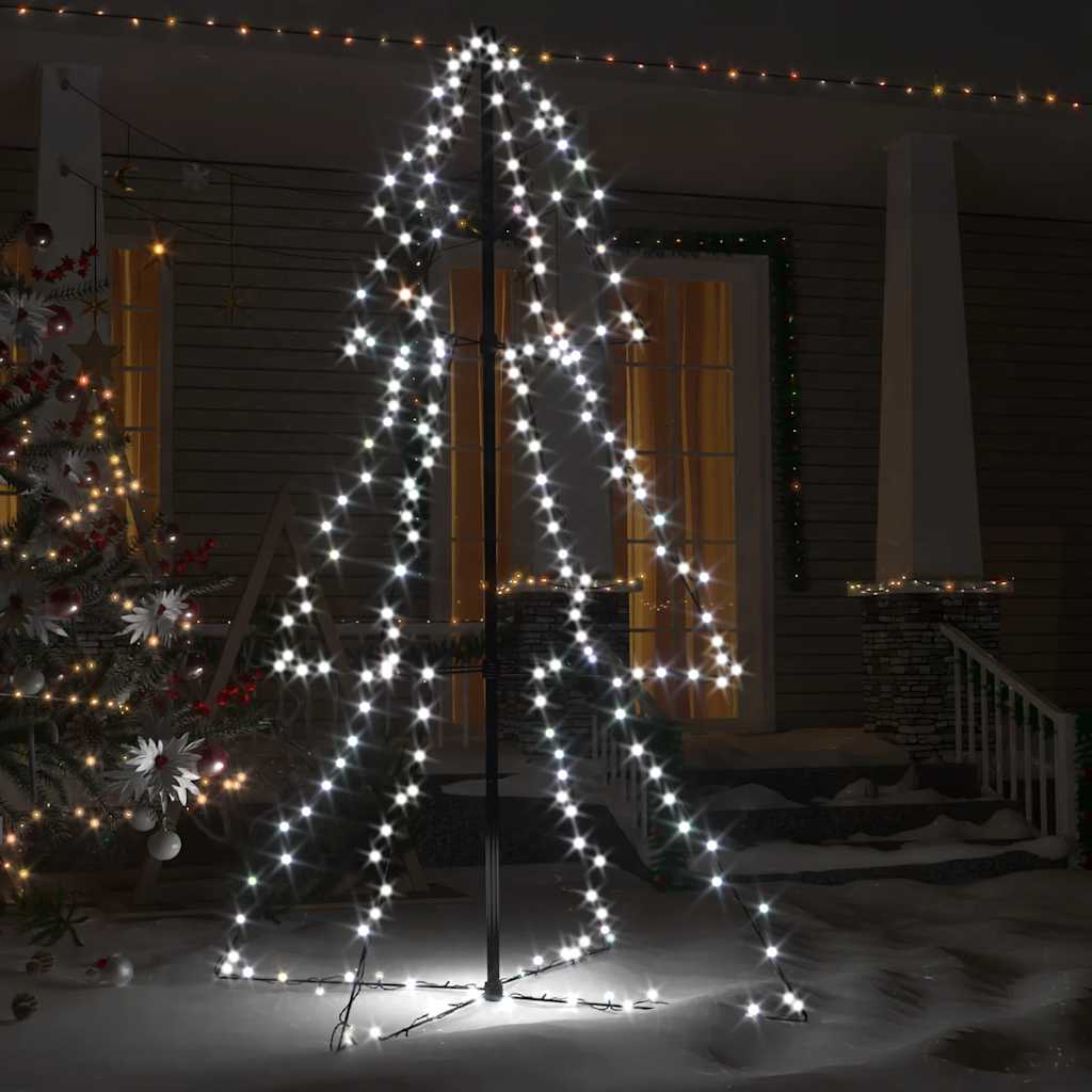 vidaXL Christmas Cone Tree 200 LEDs Indoor and Outdoor 98x150 cm - White - 150 x 98 cm