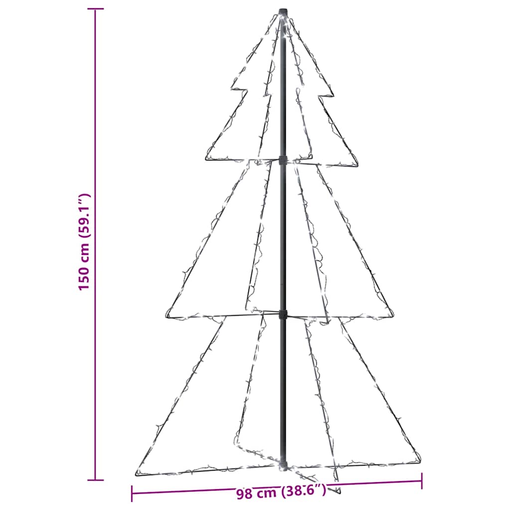 vidaXL Christmas Cone Tree 200 LEDs Indoor and Outdoor 98x150 cm - White - 150 x 98 cm