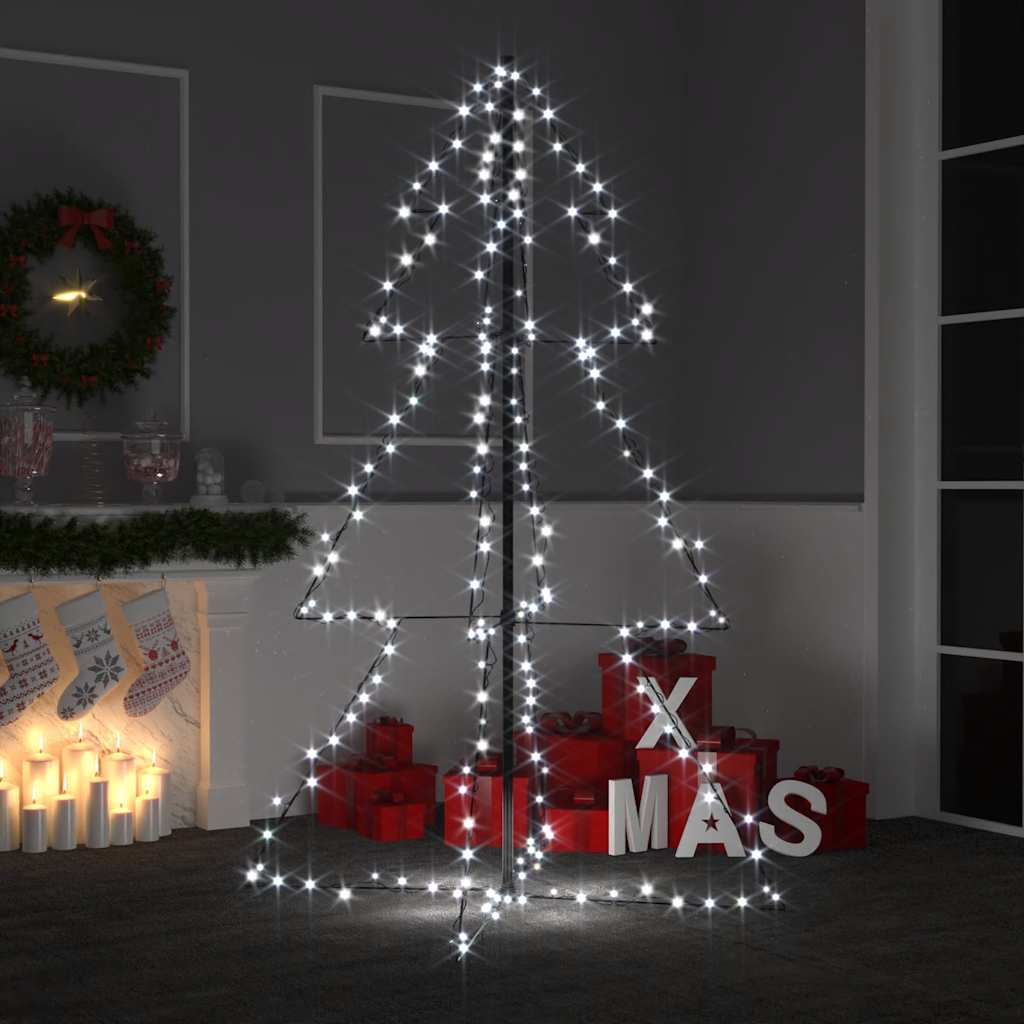 vidaXL Christmas Cone Tree 200 LEDs Indoor and Outdoor 98x150 cm - White - 150 x 98 cm
