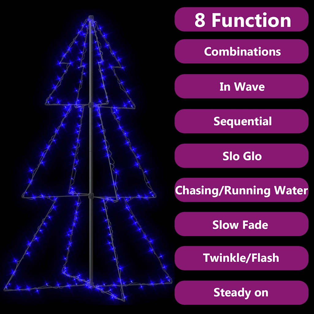 vidaXL Christmas Cone Tree 200 LEDs Indoor and Outdoor 98x150 cm - Blue - 150 x 98 cm
