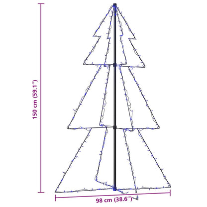vidaXL Christmas Cone Tree 200 LEDs Indoor and Outdoor 98x150 cm - Blue - 150 x 98 cm