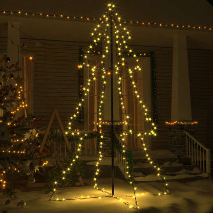 vidaXL Christmas Cone Tree 240 LEDs Indoor and Outdoor 118x180 cm - White - 180 x 118 cm
