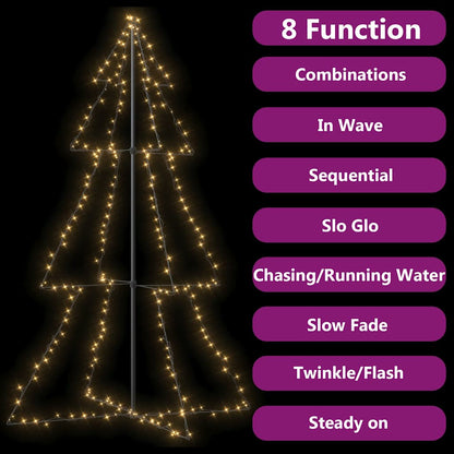vidaXL Christmas Cone Tree 240 LEDs Indoor and Outdoor 118x180 cm - White - 180 x 118 cm