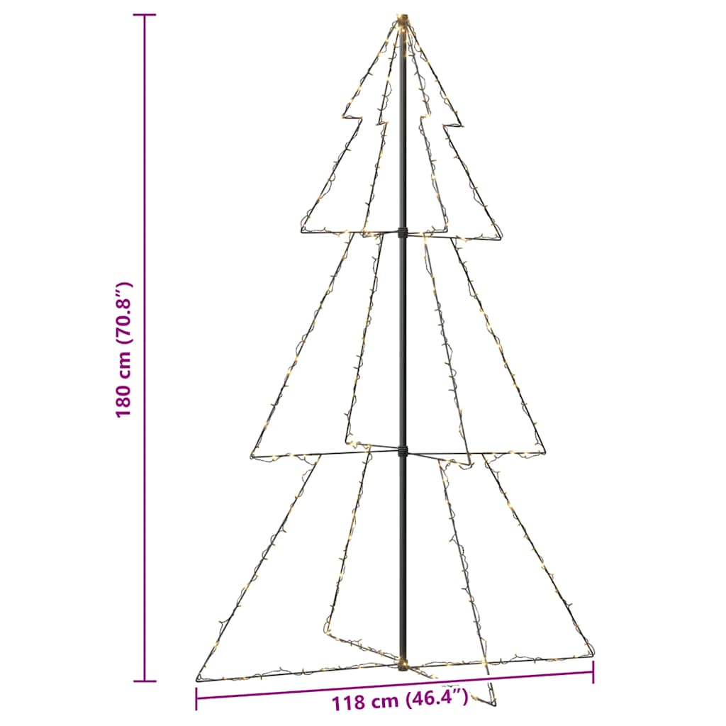 vidaXL Christmas Cone Tree 240 LEDs Indoor and Outdoor 118x180 cm - White - 180 x 118 cm