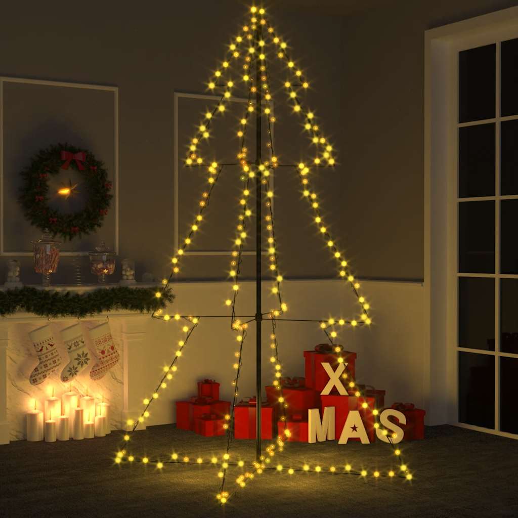 vidaXL Christmas Cone Tree 240 LEDs Indoor and Outdoor 118x180 cm - White - 180 x 118 cm