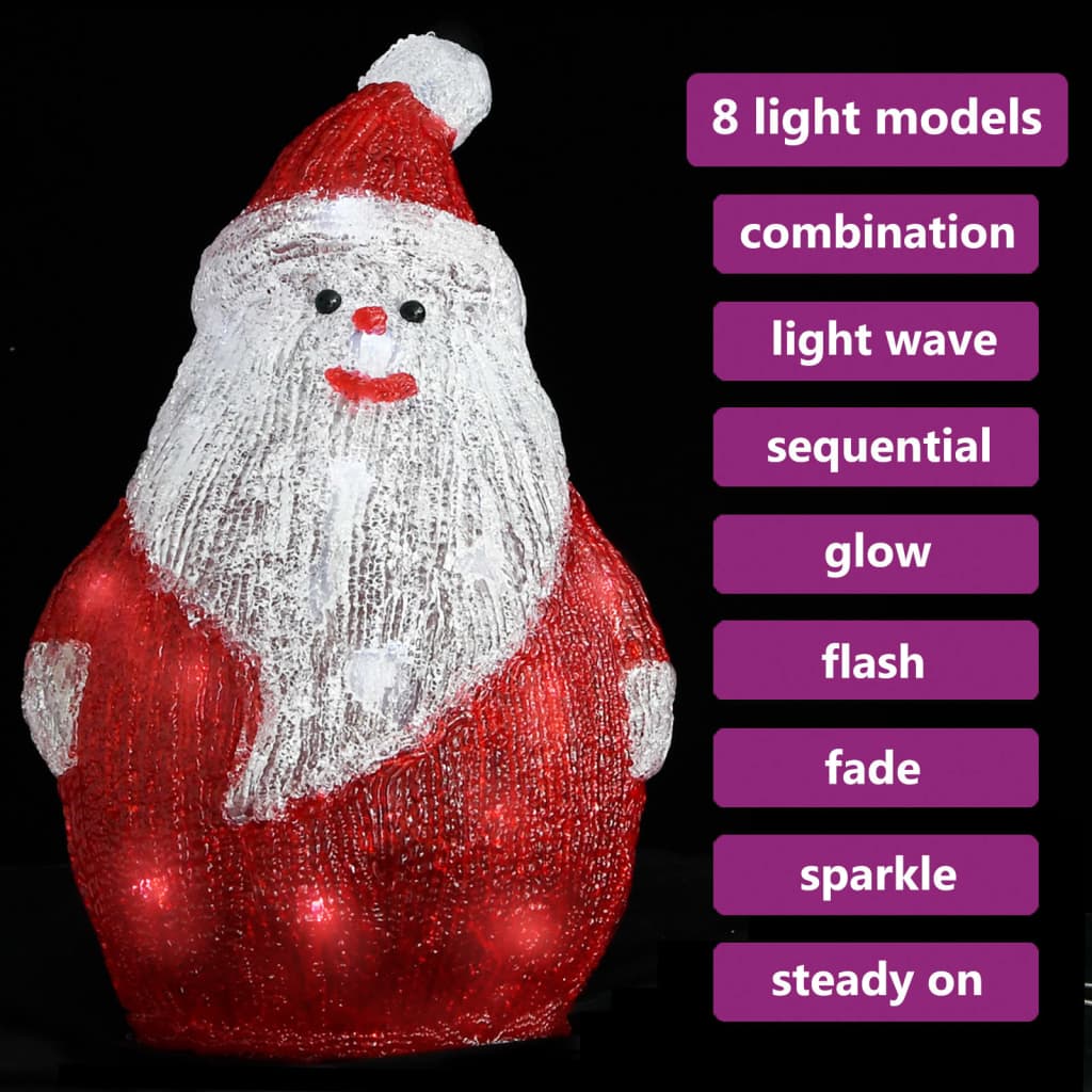 vidaXL LED Christmas Acrylic Santa Figure Indoor and Outdoor 28cm - Red
