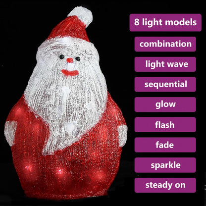 vidaXL LED Christmas Acrylic Santa Figure Indoor and Outdoor 28cm - Red