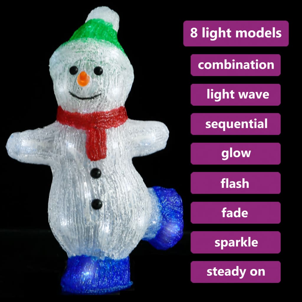 vidaXL LED Christmas Acrylic Snowman Figure Indoor and Outdoor 30cm - White