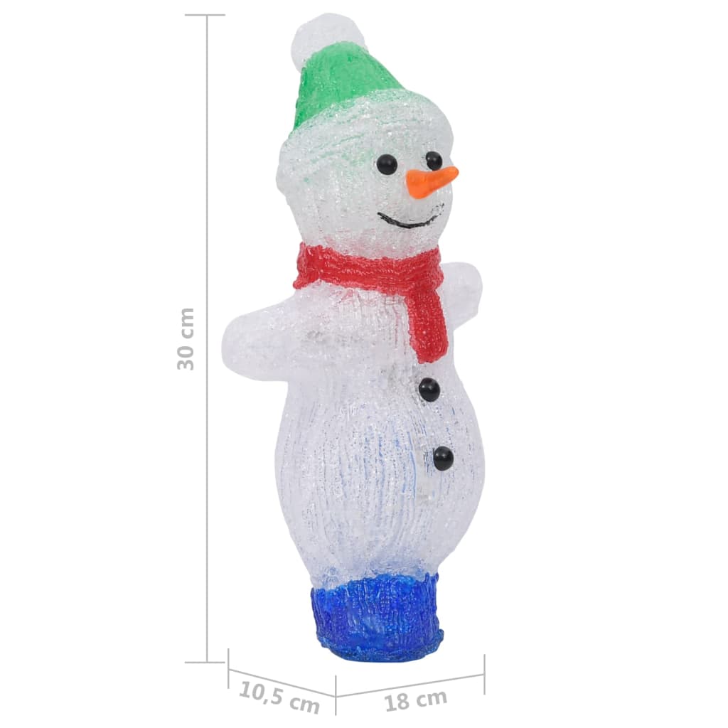 vidaXL LED Christmas Acrylic Snowman Figure Indoor and Outdoor 30cm - White