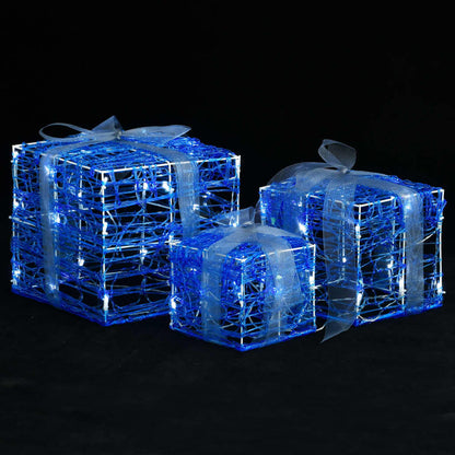 vidaXL Decorative Acrylic Christmas Gift Boxes 3 pcs Cold White - Blue