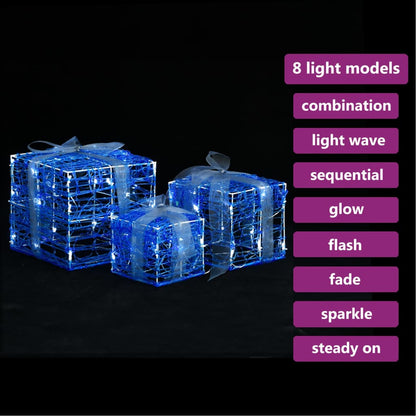 vidaXL Decorative Acrylic Christmas Gift Boxes 3 pcs Cold White - Blue