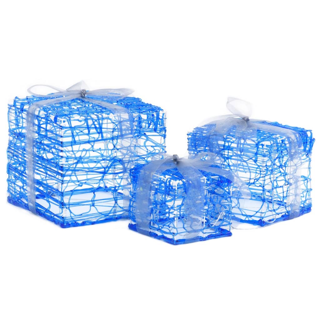 vidaXL Decorative Acrylic Christmas Gift Boxes 3 pcs Cold White - Blue