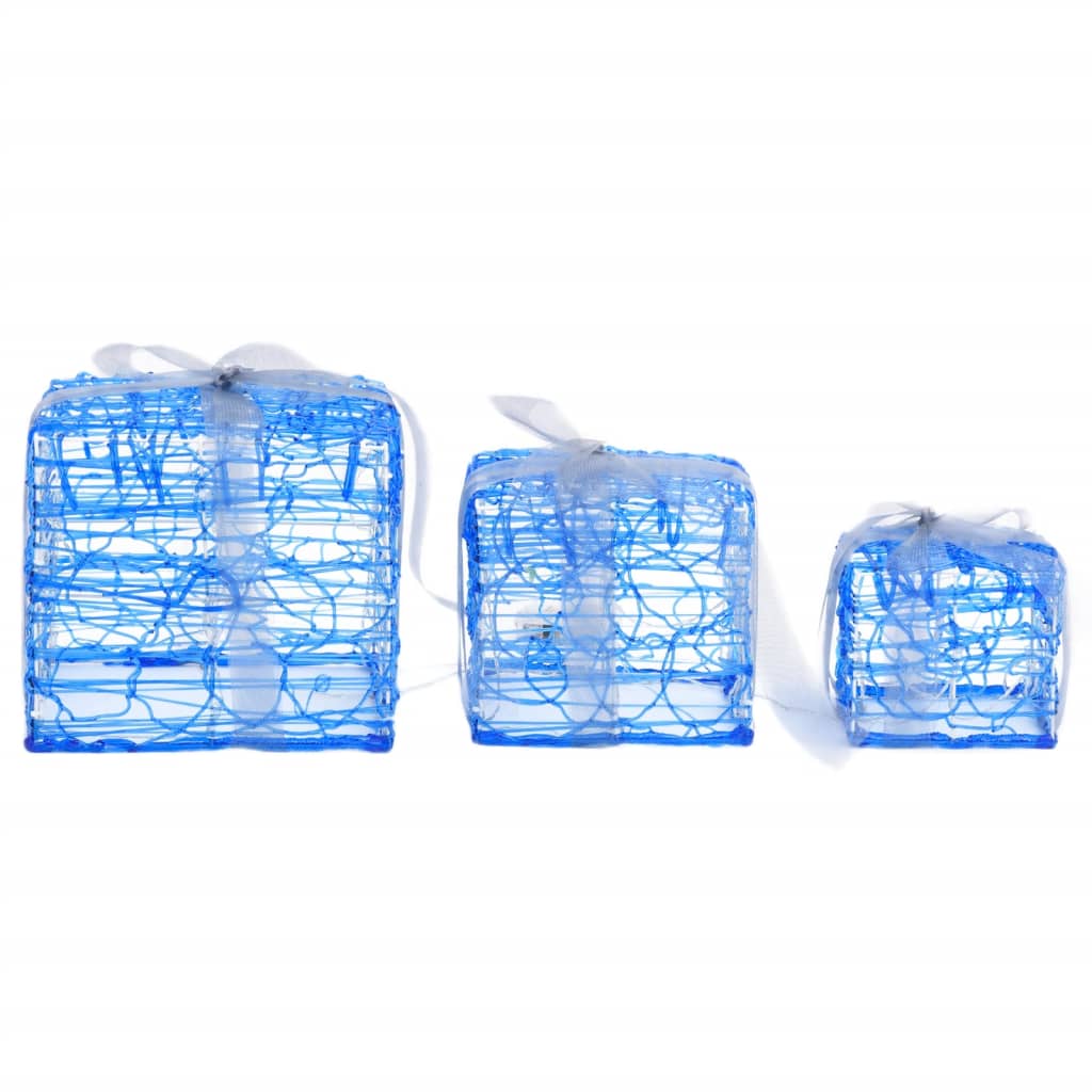 vidaXL Decorative Acrylic Christmas Gift Boxes 3 pcs Cold White - Blue