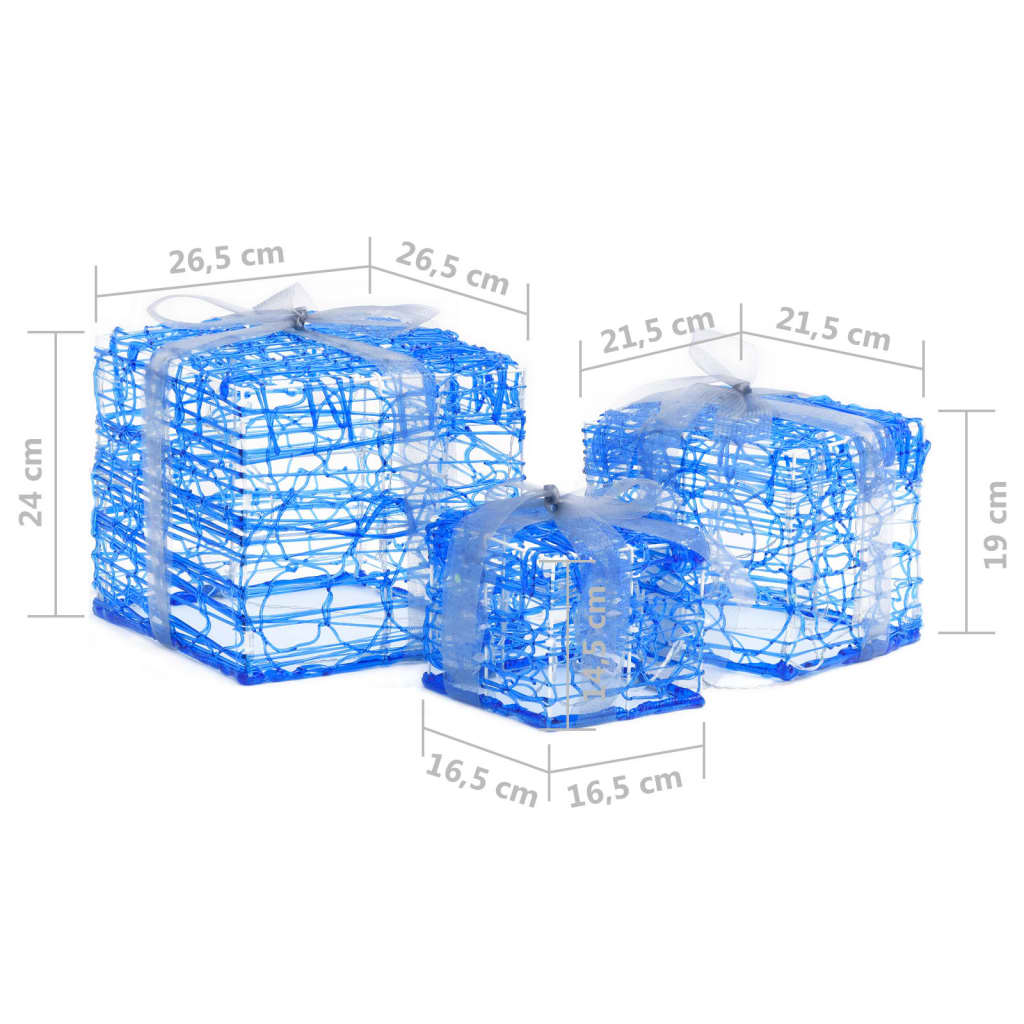 vidaXL Decorative Acrylic Christmas Gift Boxes 3 pcs Cold White - Blue