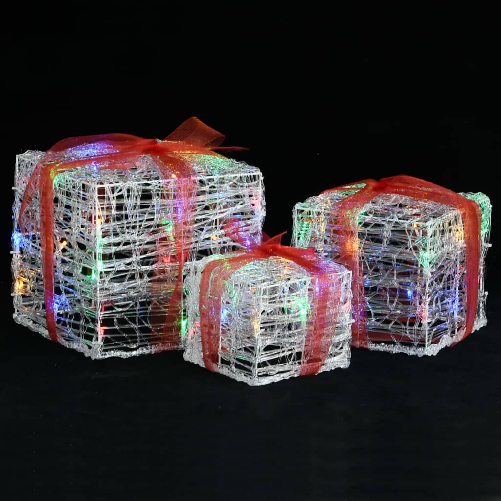 vidaXL Decorative Acrylic Christmas Gift Boxes 3 pcs Colourful - Multicolour