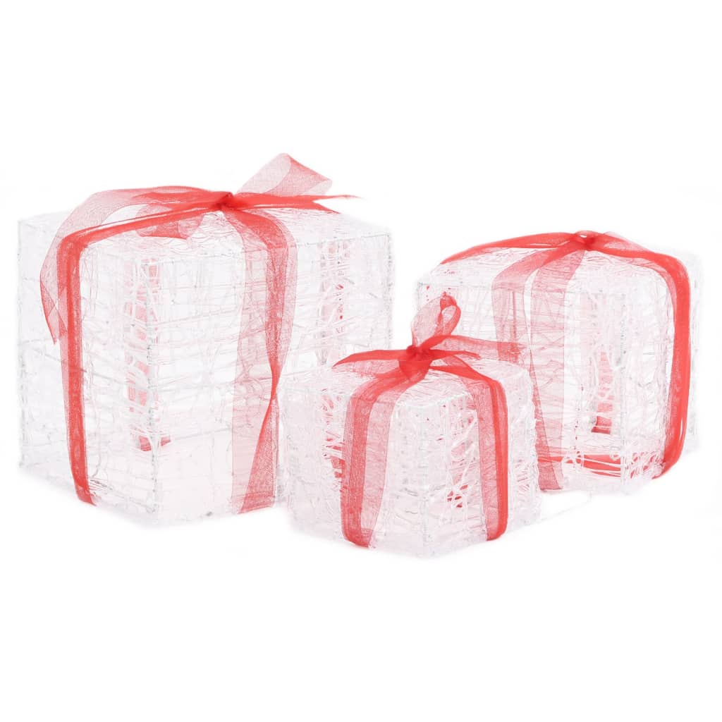 vidaXL Decorative Acrylic Christmas Gift Boxes 3 pcs Colourful - Multicolour