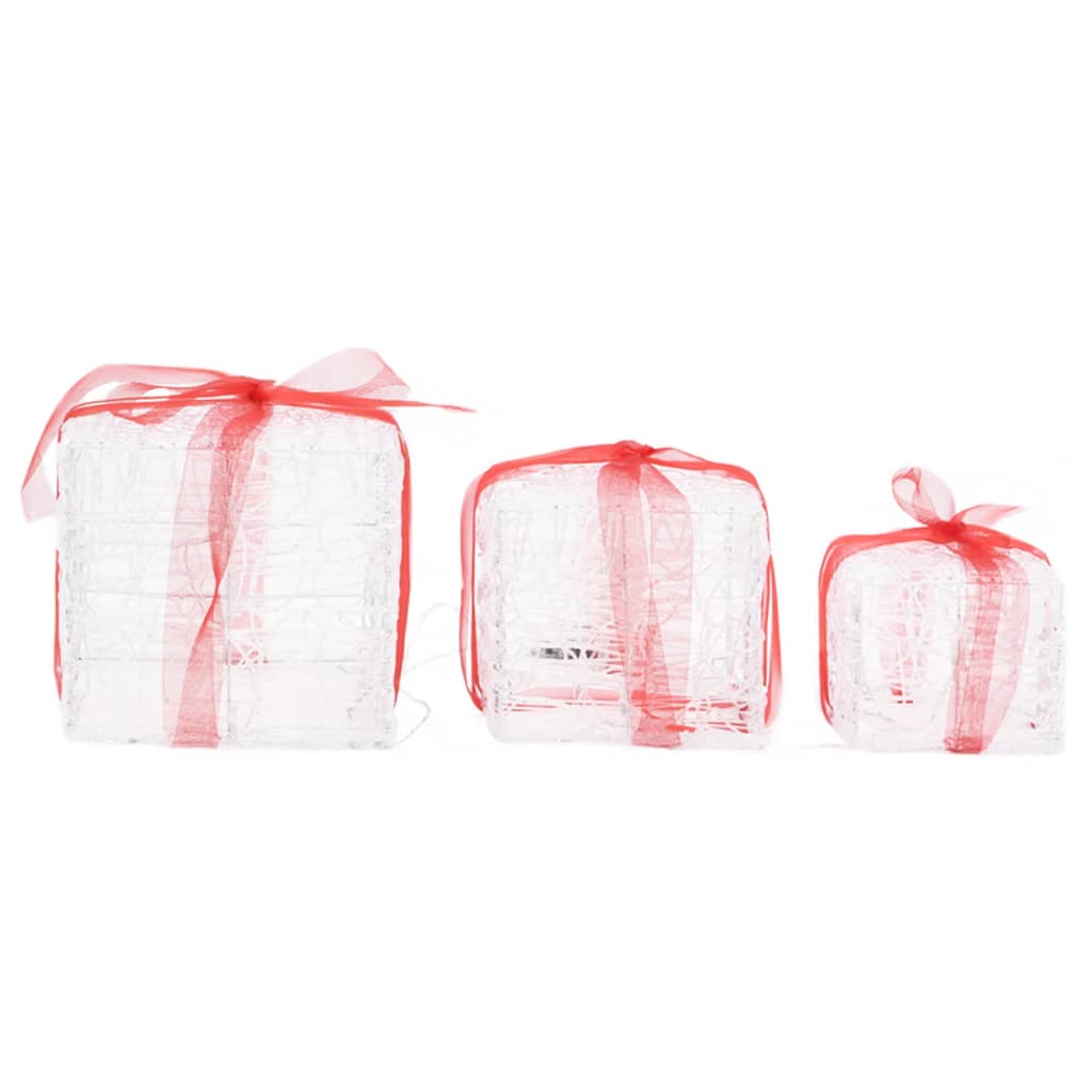 vidaXL Decorative Acrylic Christmas Gift Boxes 3 pcs Colourful - Multicolour