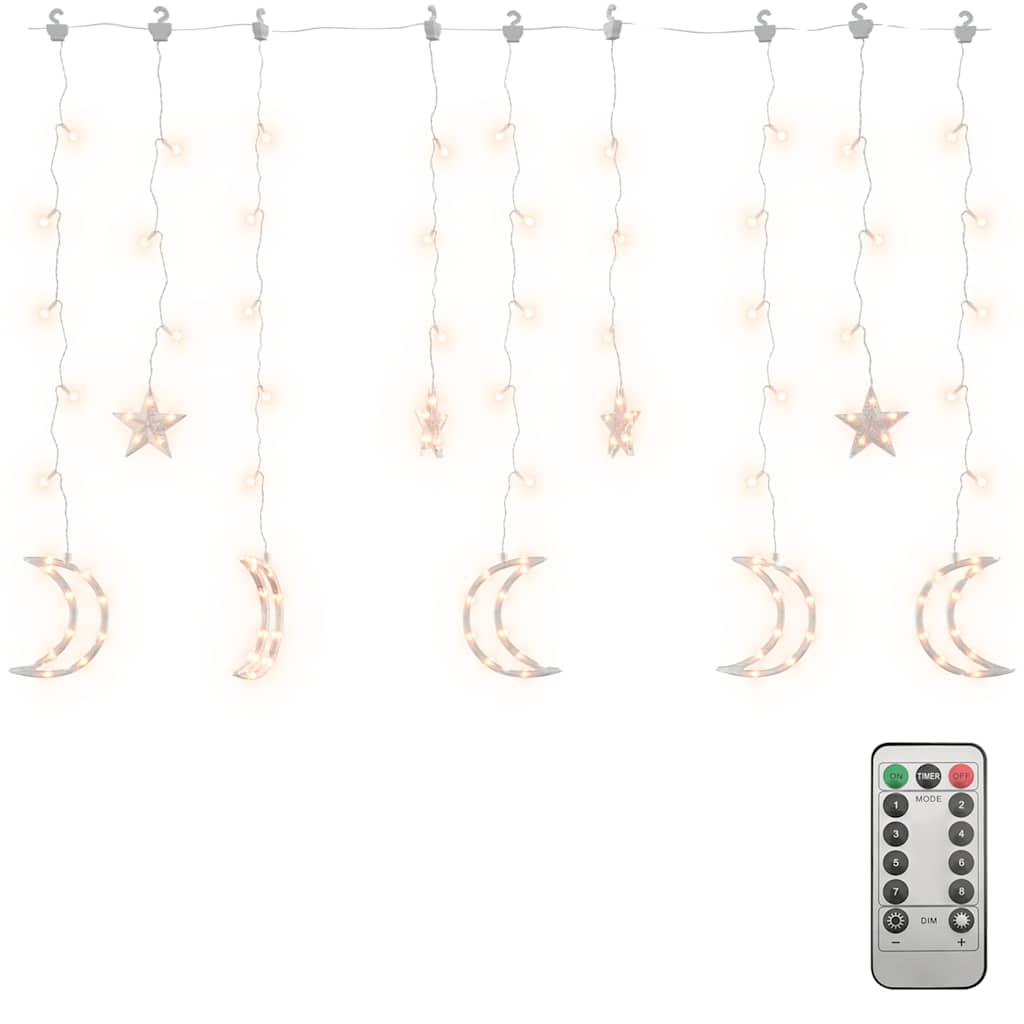 vidaXL Star and Moon Fairy Lights Remote Control 138 LED Warm White