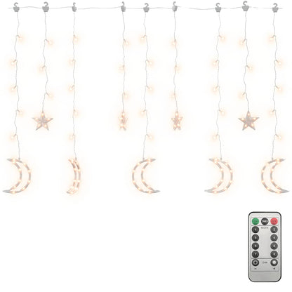 vidaXL Star and Moon Fairy Lights Remote Control 138 LED Warm White