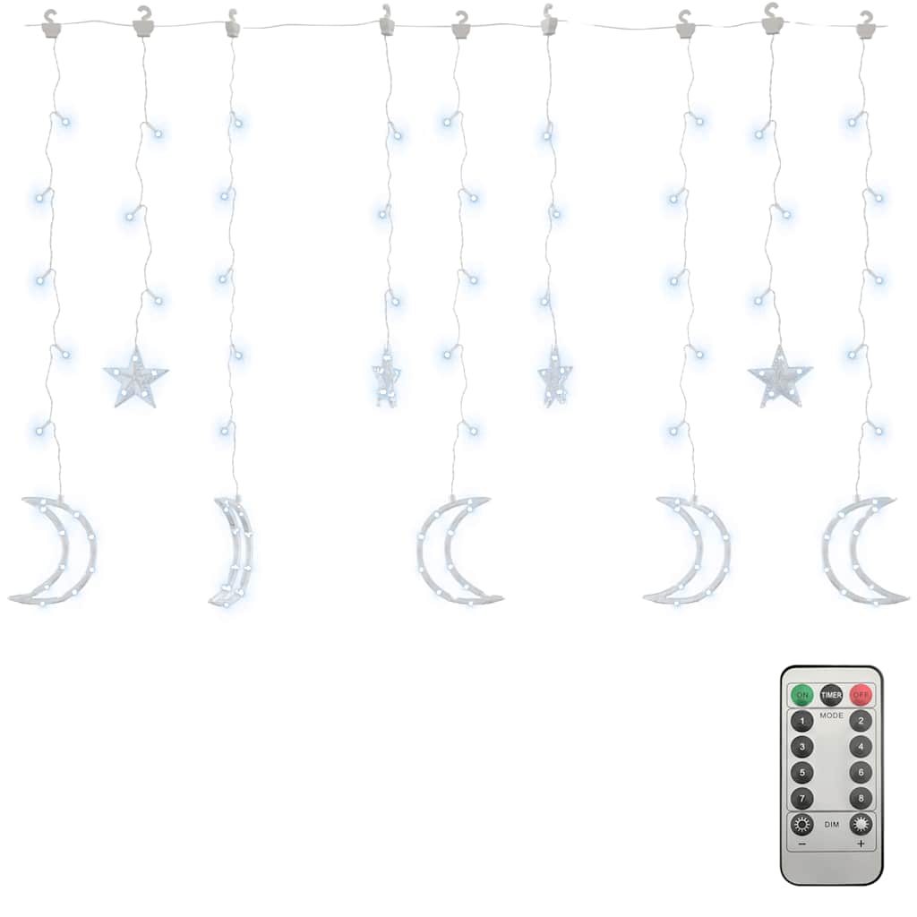 vidaXL Star and Moon Fairy Lights Remote Control 138 LED Cold White