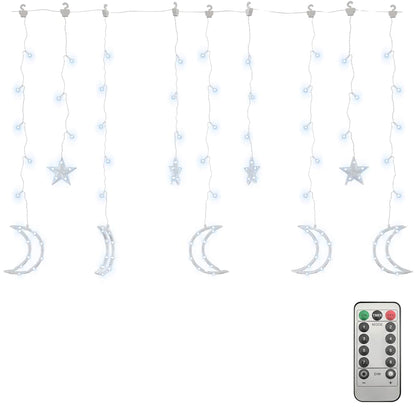 vidaXL Star and Moon Fairy Lights Remote Control 138 LED Cold White