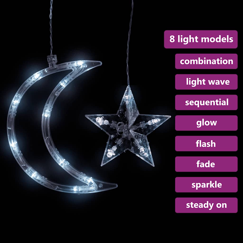 vidaXL Star and Moon Fairy Lights Remote Control 138 LED Cold White