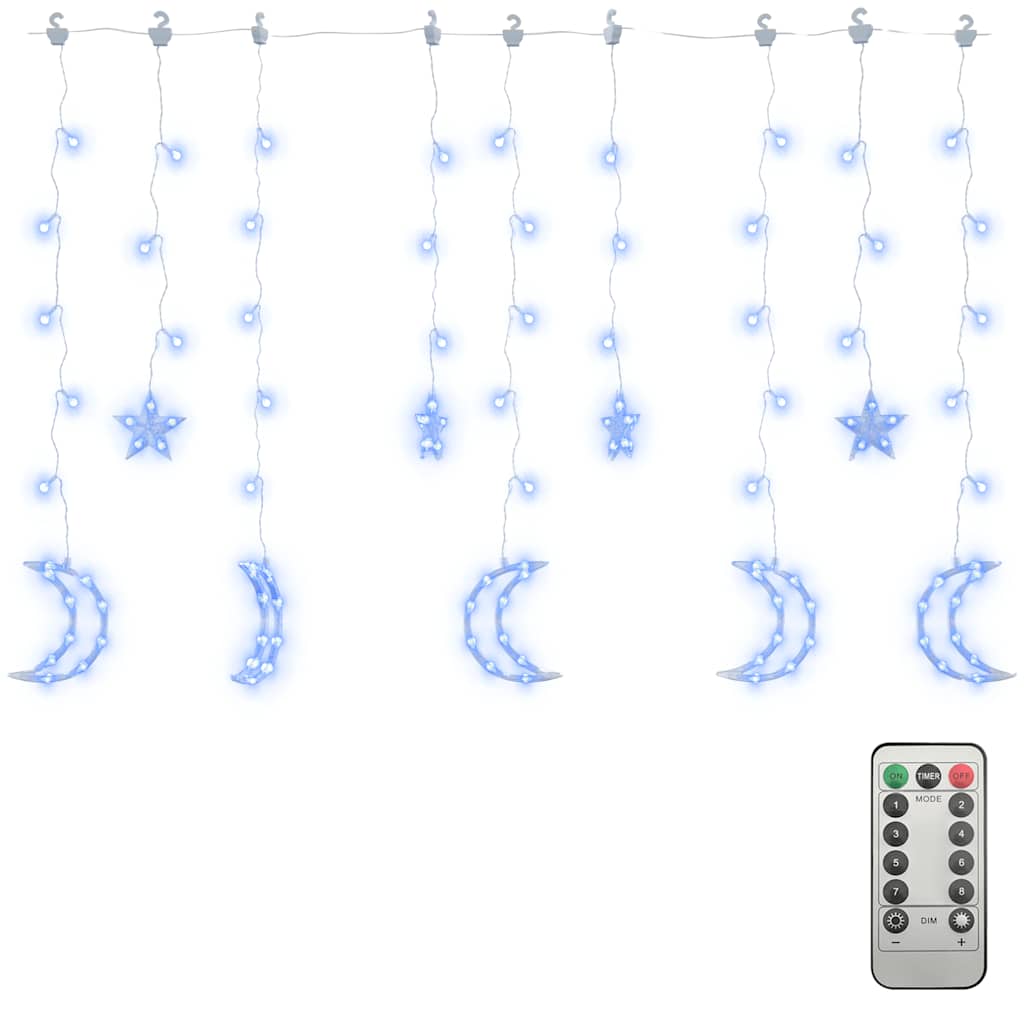 vidaXL Star and Moon Fairy Lights Remote Control 138 LED Blue