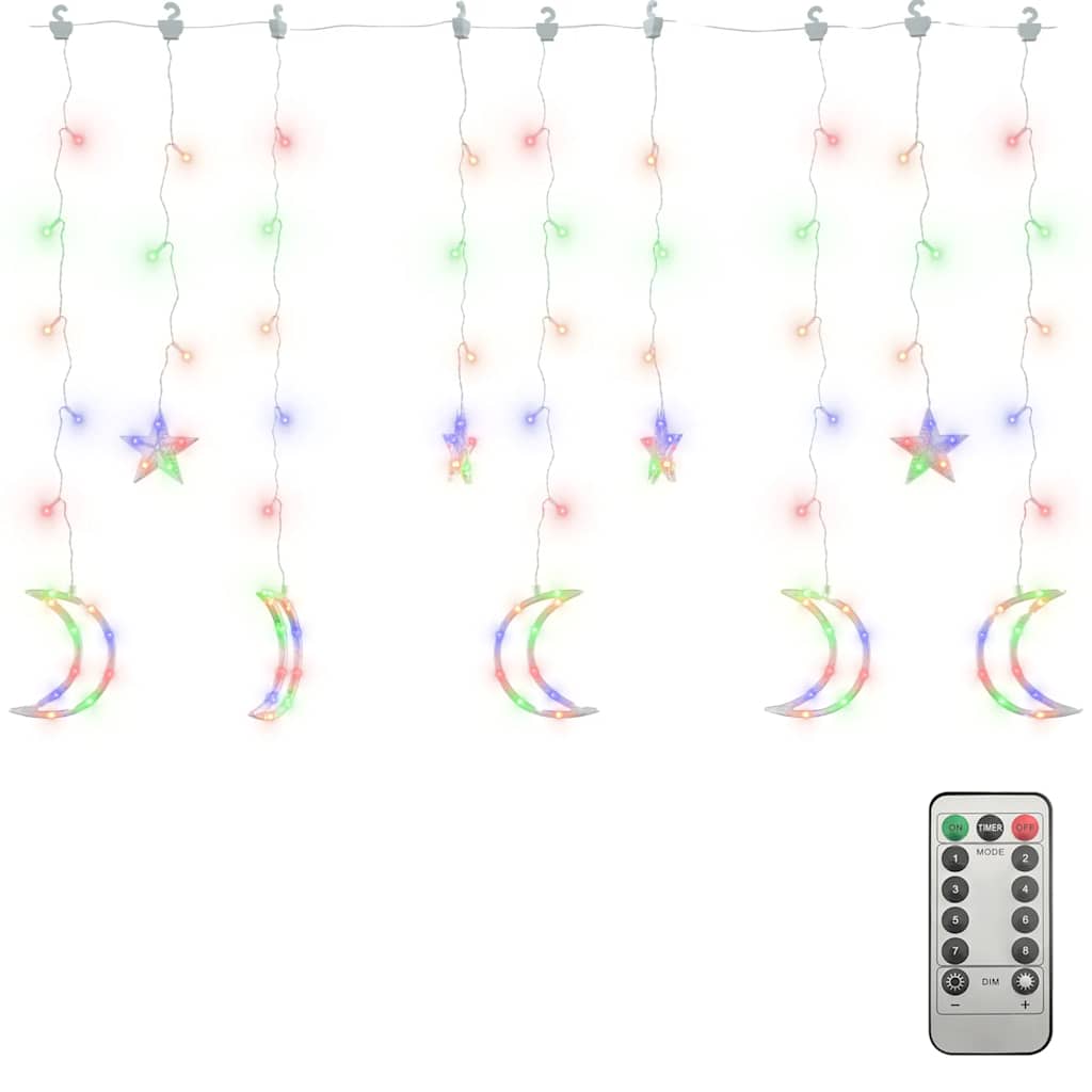 vidaXL Star and Moon Fairy Lights Remote Control 138 LED Colourful