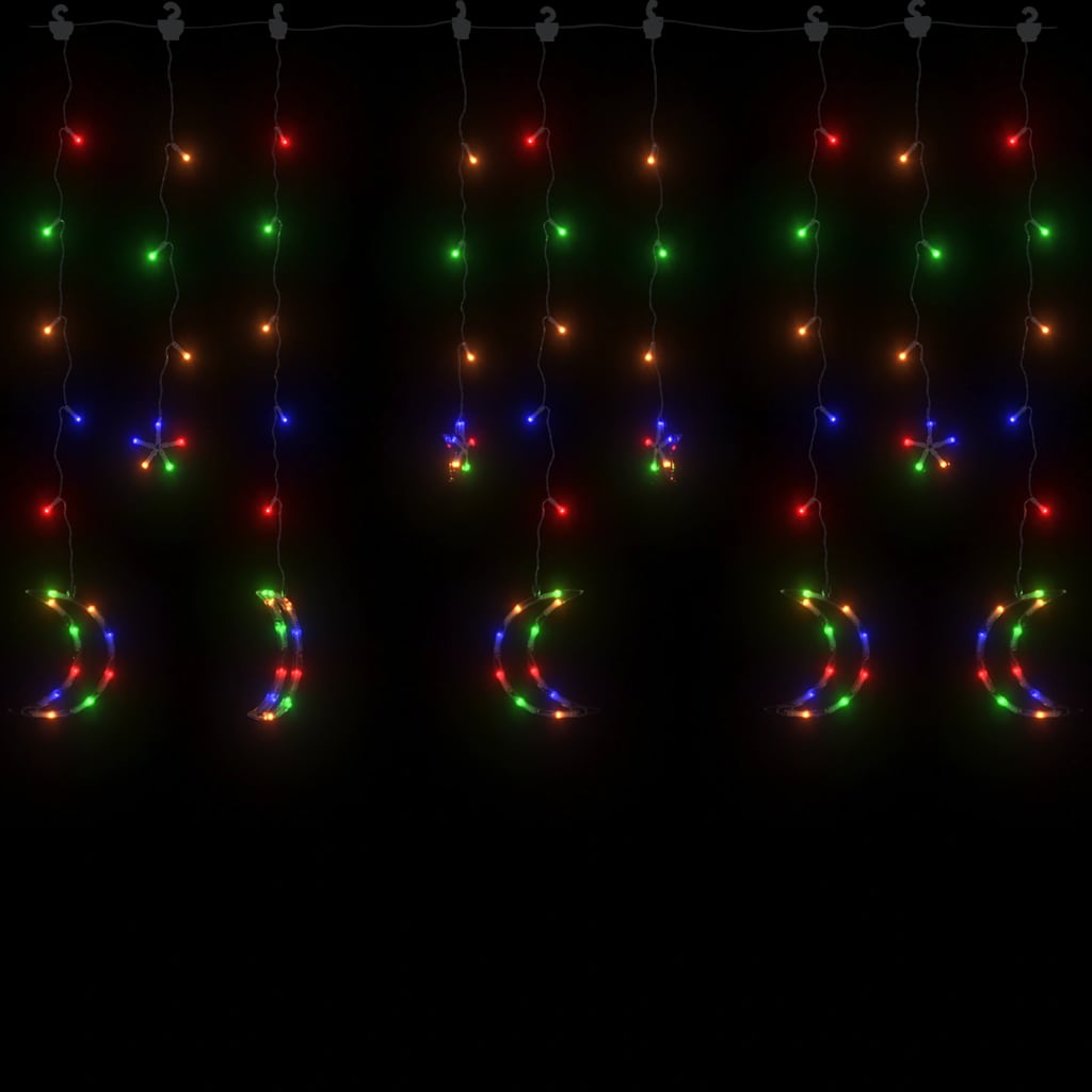 vidaXL Star and Moon Fairy Lights Remote Control 138 LED Colourful