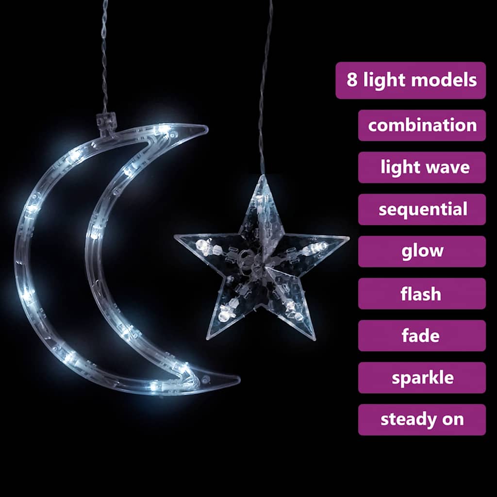 vidaXL Star and Moon Fairy Lights Remote Control 345 LED Cold White