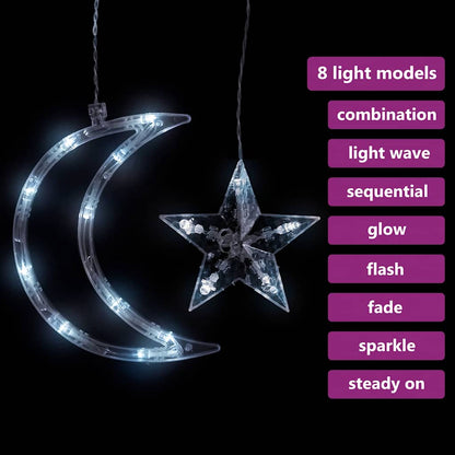 vidaXL Star and Moon Fairy Lights Remote Control 345 LED Cold White