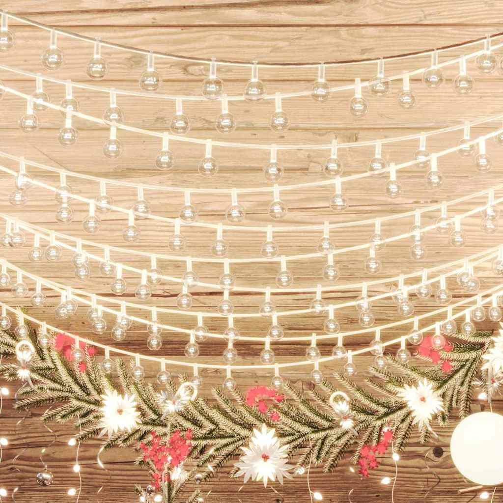 328810 vidaXL Globe Fairy String Lights 20m 200 LED Warm White 8 Function - 2000 cm