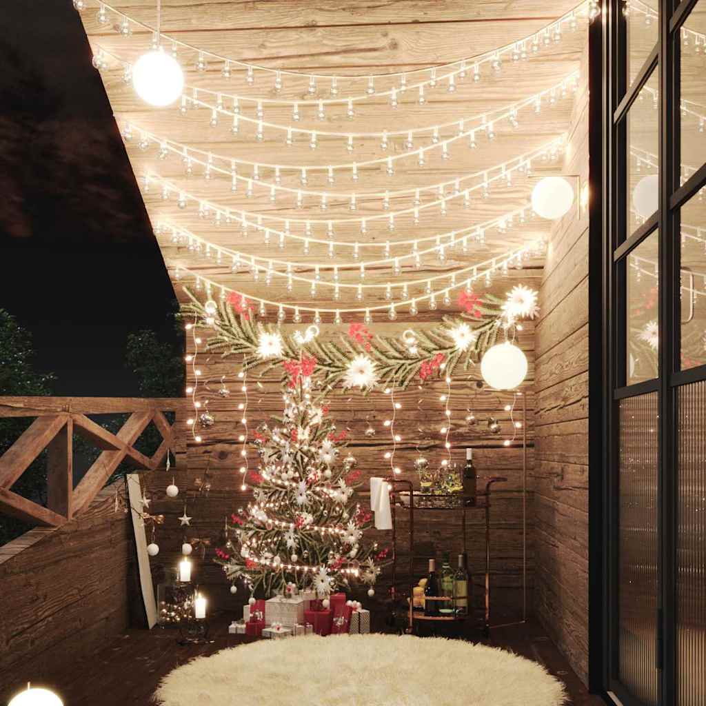 328810 vidaXL Globe Fairy String Lights 20m 200 LED Warm White 8 Function - 2000 cm