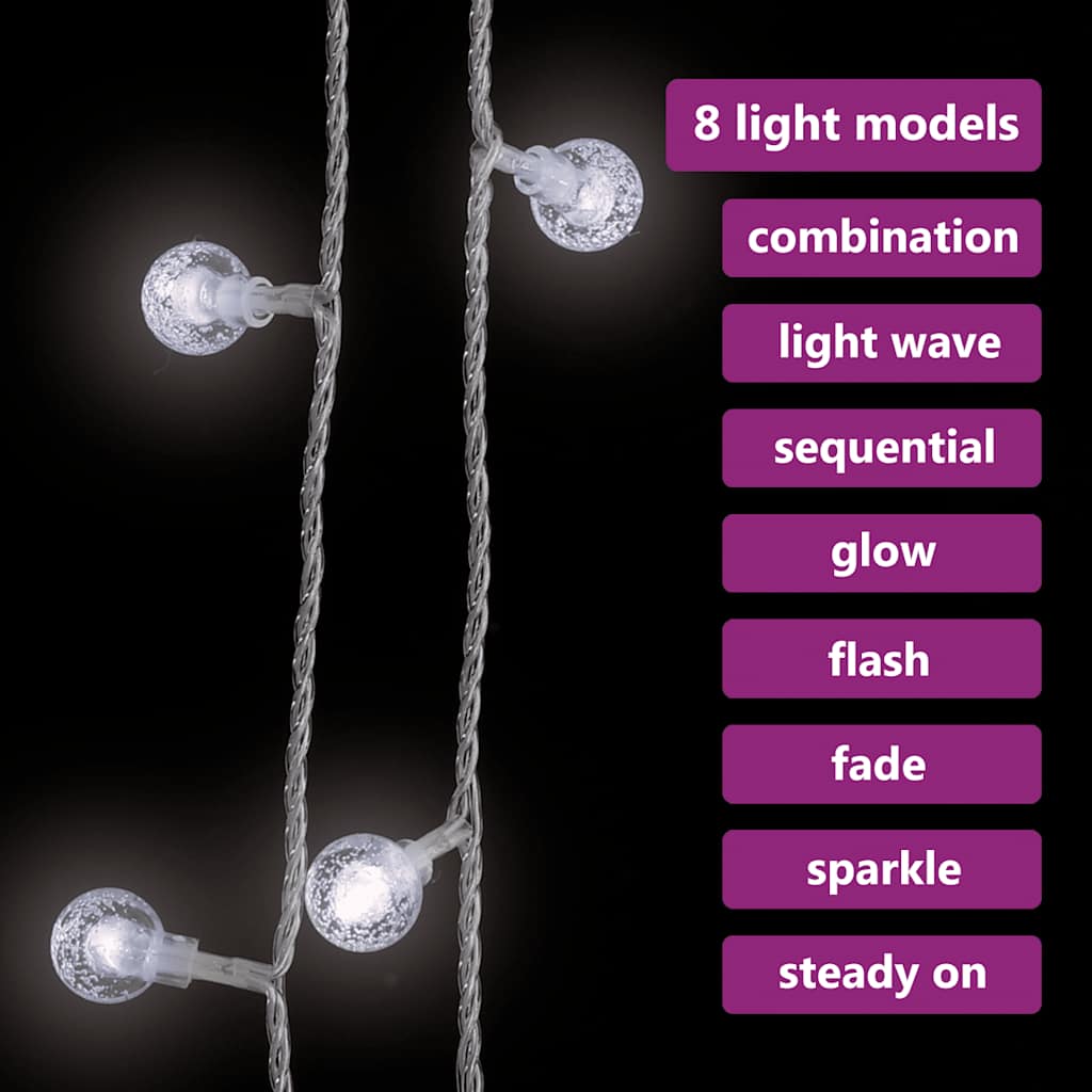vidaXL Globe Fairy String Lights 40m 400 LED Cold White 8 Function - 40 m