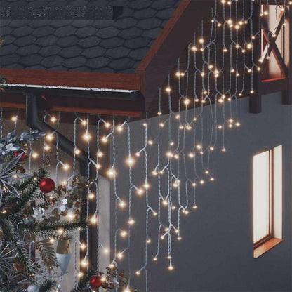 vidaXL LED Curtain Icicle Lights 10m 400 LED Warm White 8 Function