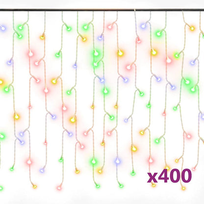 vidaXL LED Curtain Icicle Lights 10m 400 LED Colourful 8 Function