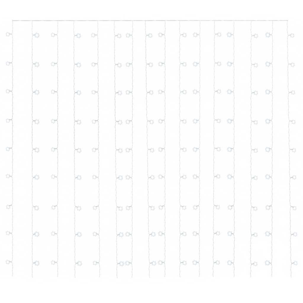 vidaXL LED Curtain Fairy Lights 3x3m 300 LED Cold White 8 Function