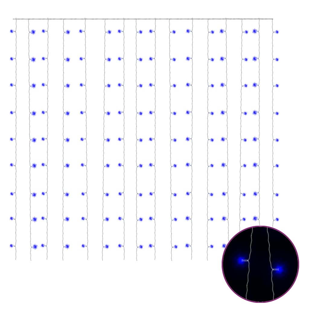 vidaXL LED Curtain Fairy Lights 3x3m 300 LED Blue 8 Function